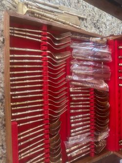Vintage bronze and nickel Thailand flatware