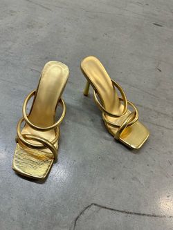 Gold Metallic Strappy Heeled Sandals
