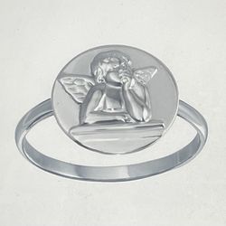 size 5 sterling silver angel ring 