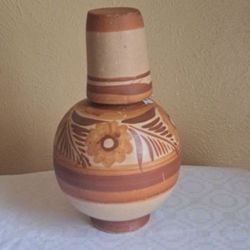 Mexican Artisan 12" Water Jug With Cup
