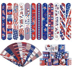 12 Patterns 36PCS】 4th of July Slap Bracelets Bulk 4th of July Accessories Patriotic Party