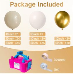 New! White And Gold Balloons And Balloon Pump