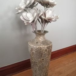 Gold Cream Flower Vase