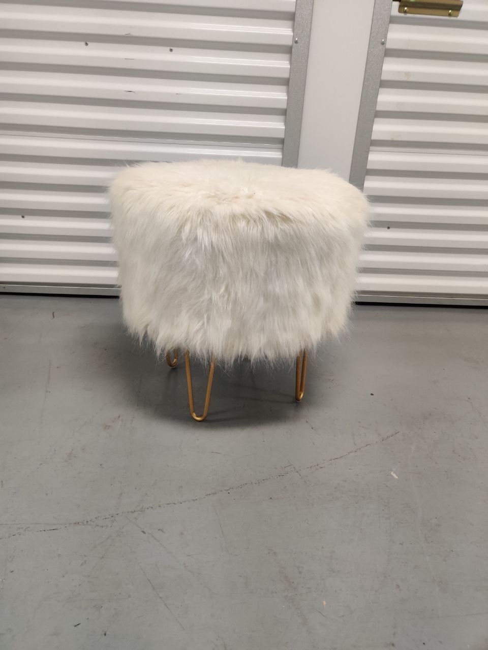 White Faux Fur Ottoman
