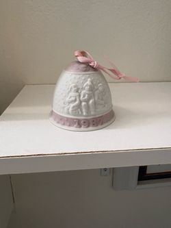 Vintage, 1987 Lladro, 1st Annual Christmas Bell, Porcelain Ornament,