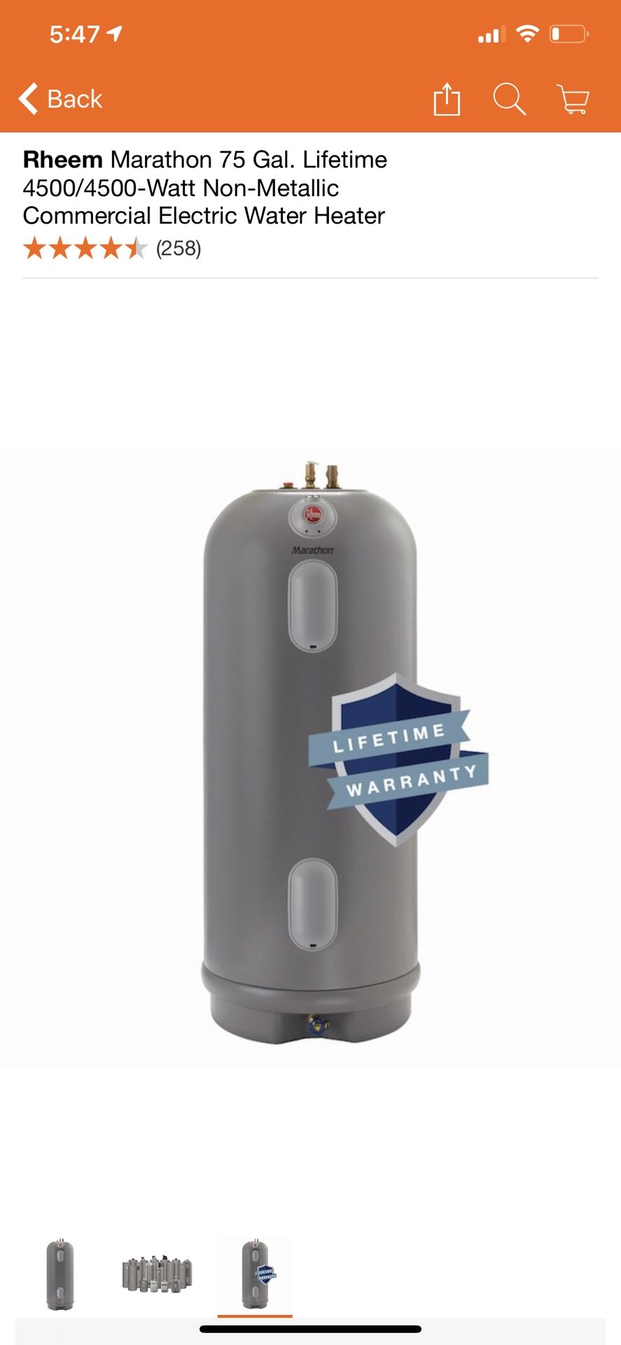 Rheem 75gal And 80gal Electric Water Heater