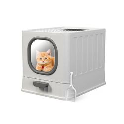 Hidden Covered Cat Litter Box with Top Entry and Slide-Out Tray Included Scoop and Brush - 14.9”L x 20”W x 15.3”H