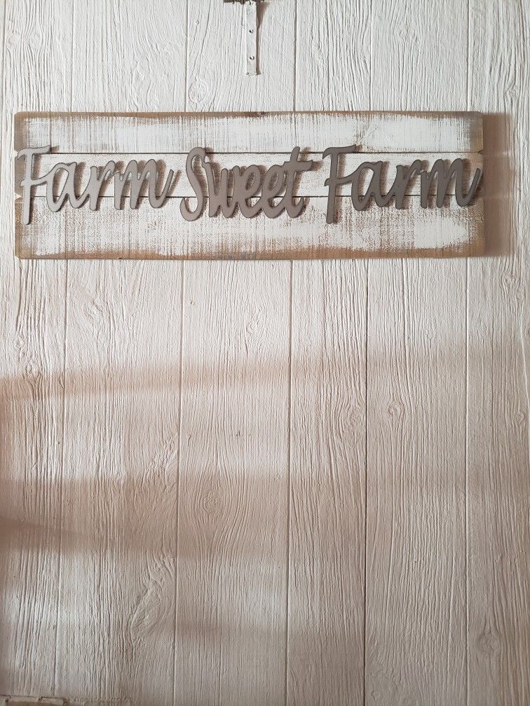 Huge Wooden And Metal Farm Sweet Farm Wall Sign. 30 In X 12 .1/2 In.