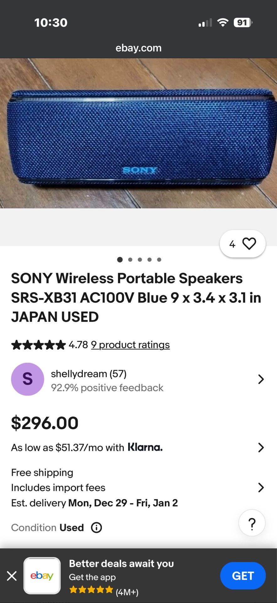 Sony SRS-XB31 Bluetooth Speaker Has Lights That Change To The Beat And Strobe Lights In Speaker Enclosure 