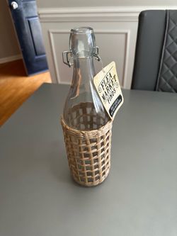 Flea Market Finds Glass Bottle with Wicker Wrap