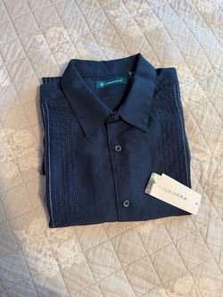 Cubavera Men's Button-Up Shirt Navy Blue