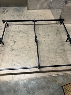 Queen/Full Metal Bed Frame – Black Steel Platform