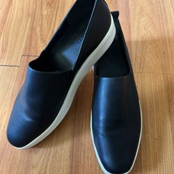 Vince Lowtop Black Leather Slip On Sneakers, Size 10
