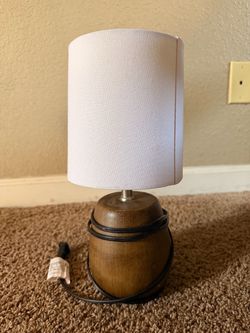 Small Table Lamp with Wood Base