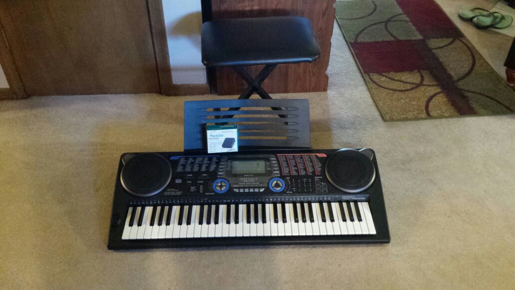 Keyboard stool and sustain pedal
