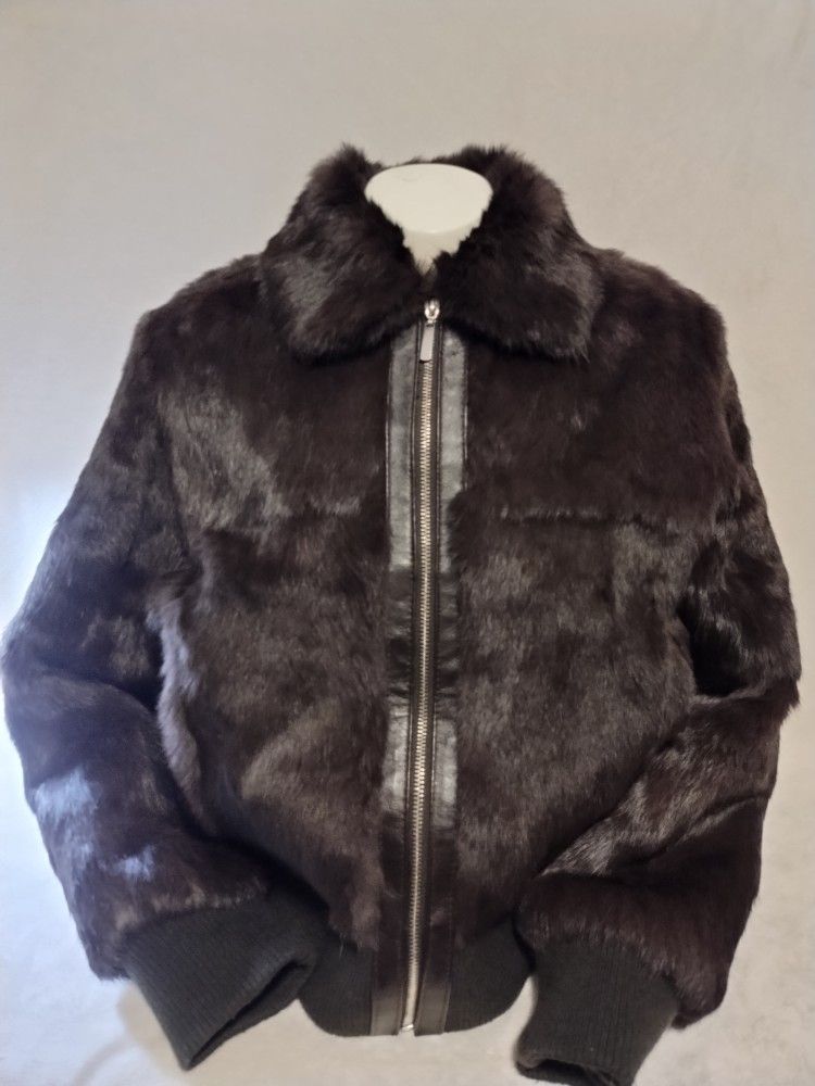 Y2K Brown Satin Rabbit Bomber Jacket