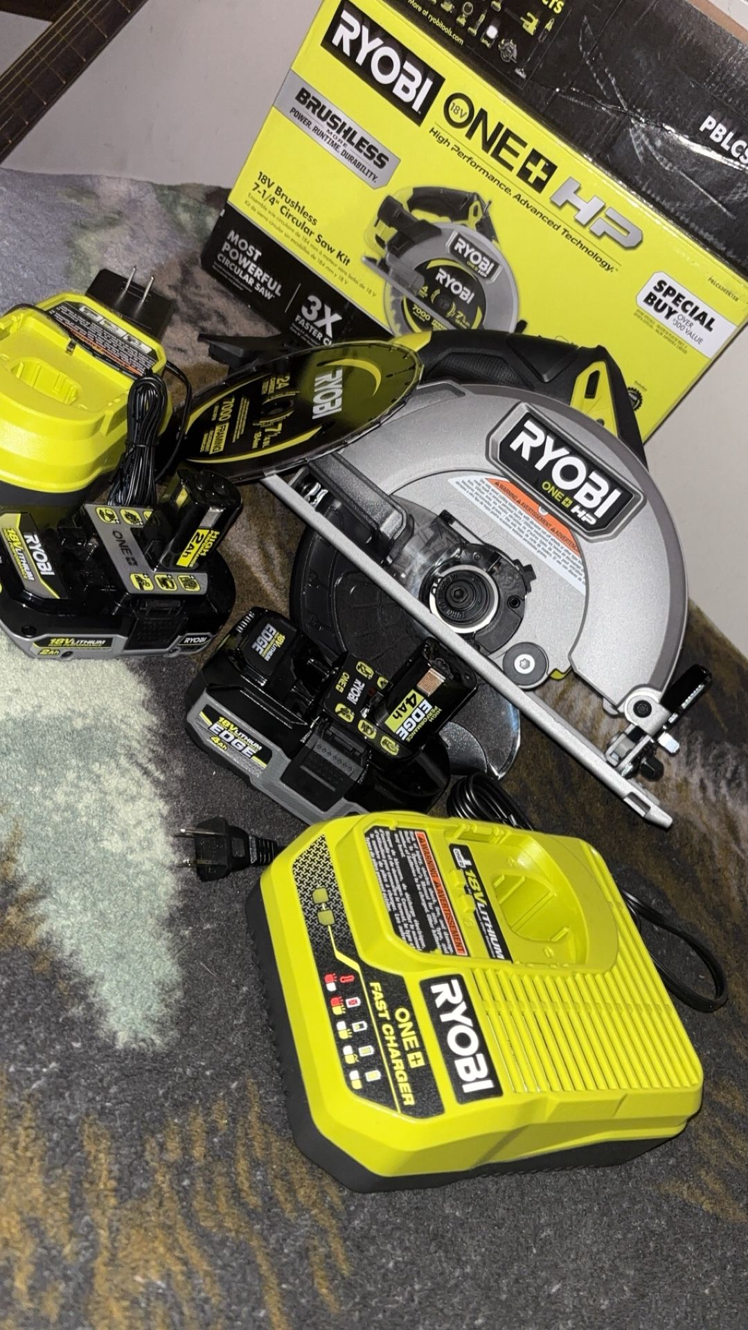 RYOBIONE+ HP Circular Saw Kit with 4 Ah EDGE Battery and Charger