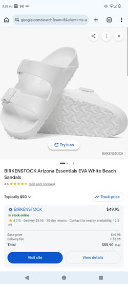 Brand new BIRKENSTOCK Arizona Essentials EVA White Beach Sandals
