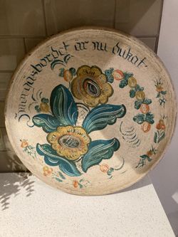 Wooden decorative floral round wall art 15 inches
