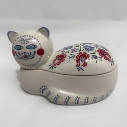 Vintage Elizabeth Arden Orient Express Porcelain Cat Trinket Box
