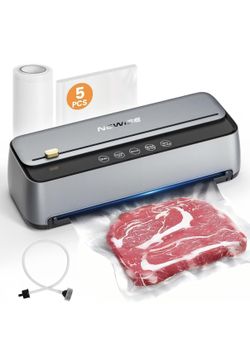 Automatic Vacuum Sealer Machine - Christmas Kitchen Gifts, 85Kpa Powerful Suction for Dry and Moist Food Preservation, External Hose & Bag Cutter, Lea