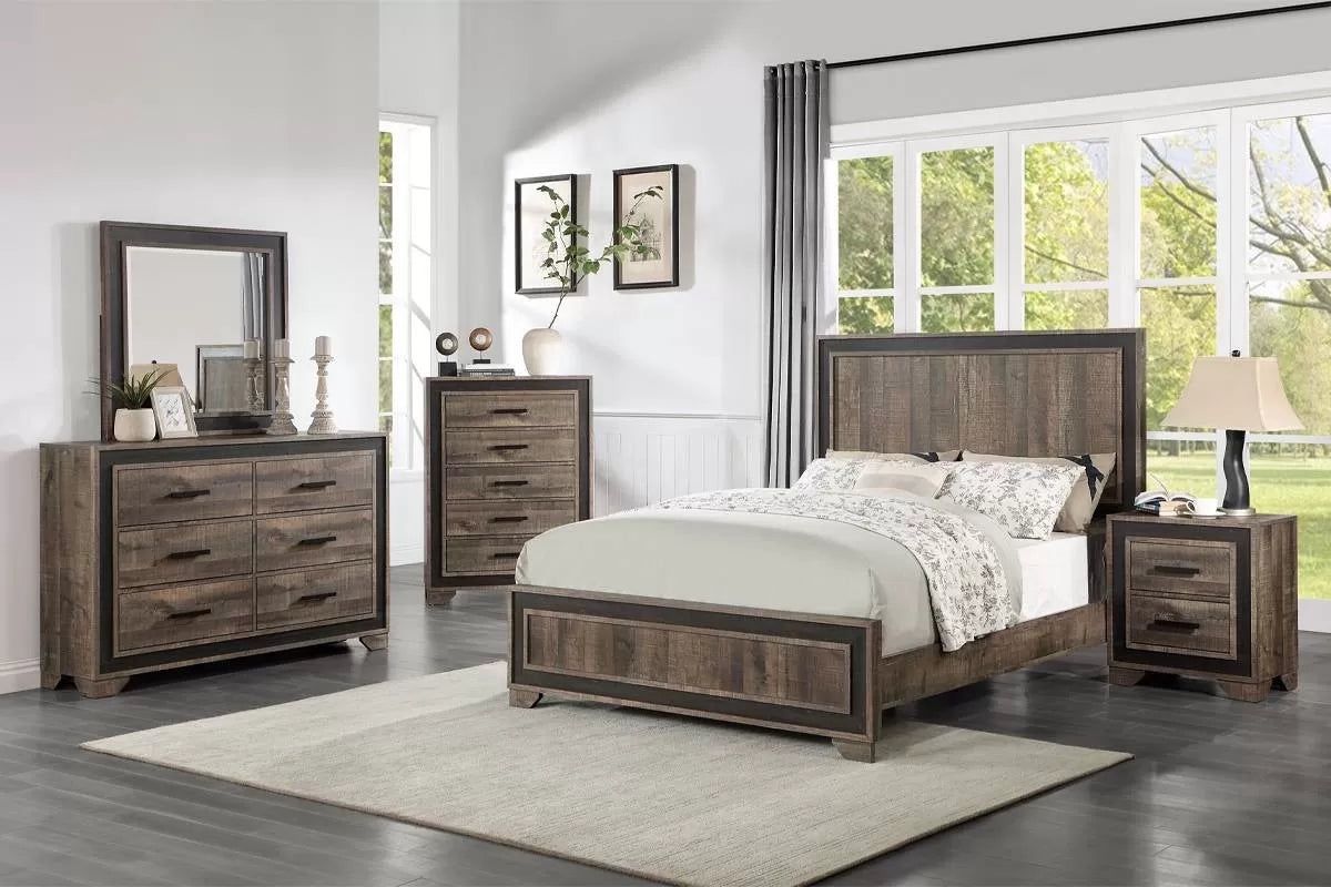 Brand New Weathered Farmhouse Style Queen Size Bedroom Set 