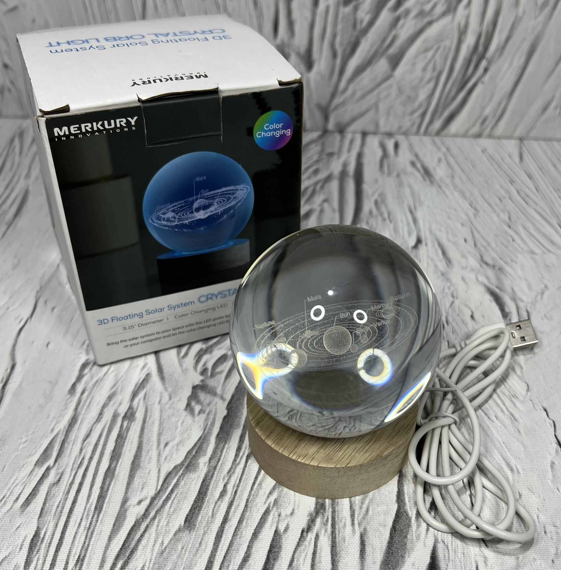 Merkury Innovations Color Changing 3D Floating Solar System Crystal ORB Light
