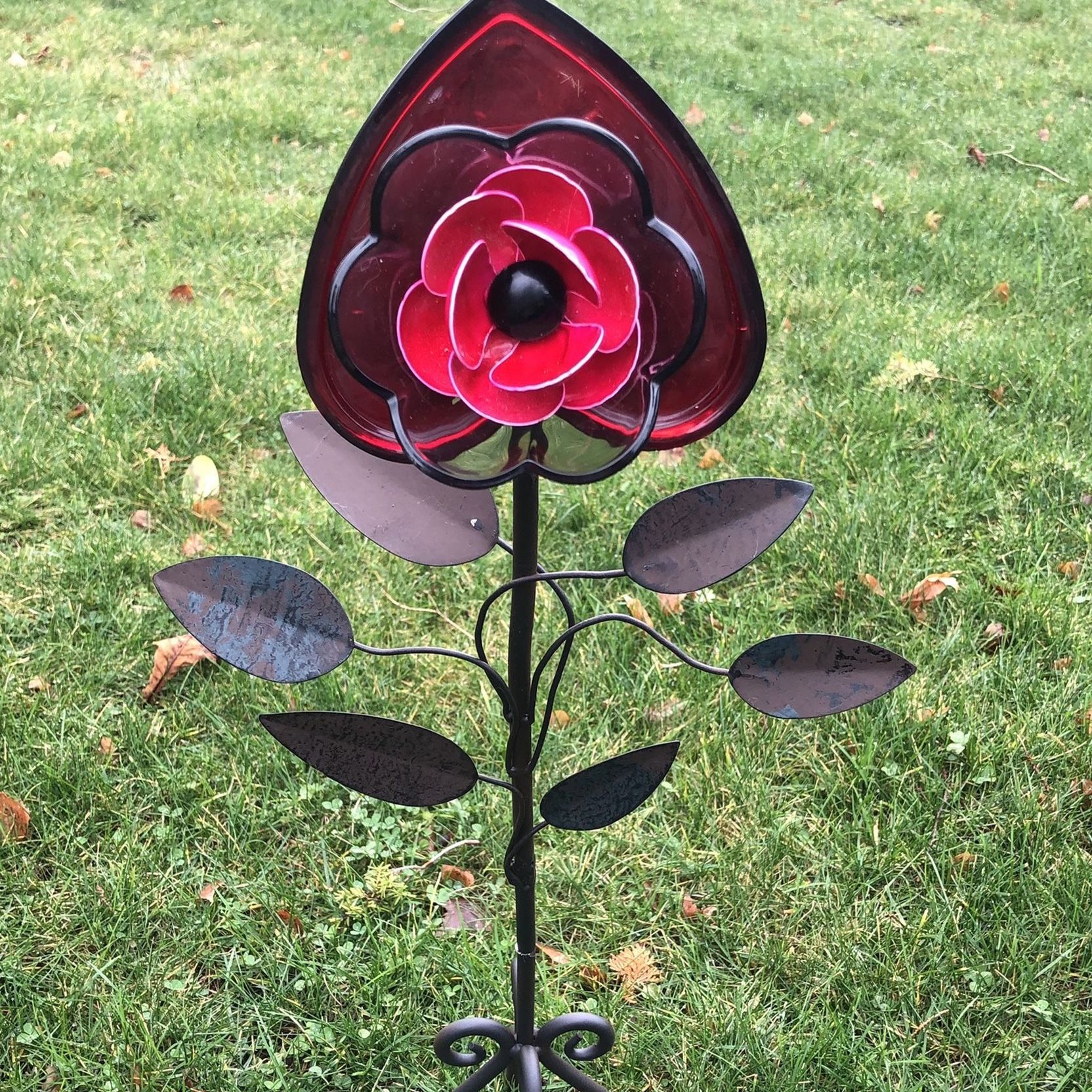 Glass Plate Flower Garden Art Decoration