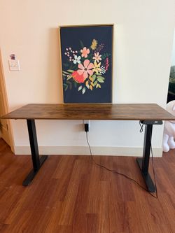 60 x 24 Inches Electric Standing Desk, Adjustable Height Stand Up Desk, Home Standing Workstation Computer Office Desk  Brown