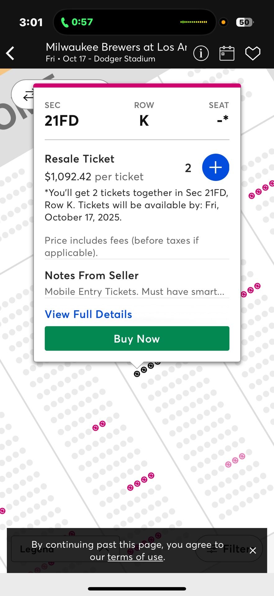 Selling 8 Tickets Dodgers Vs Milwaukee Brewers