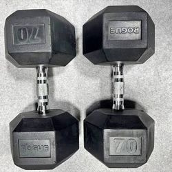 Rogue Dumbbells and Weight Bench