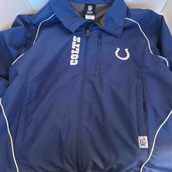 Indianapolis Colts NFL Full Zip Up Jacket Mens Medium Lined Rain Golf Embroidered 