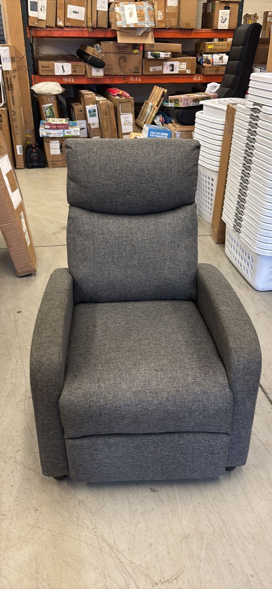 Pushback Recliner Chair with Padded Seat and, Grey