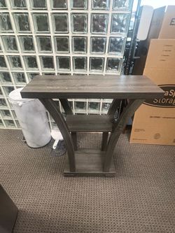 Modern Dark Wood End Table with Shelves