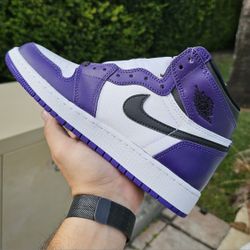 NEW | Nike Air Jordan 1 High "Court Purple 2.0" GS Size 5Y (6.5W), 6.5Y (8W), 7Y (8.5W) hi aj1 grade school kids