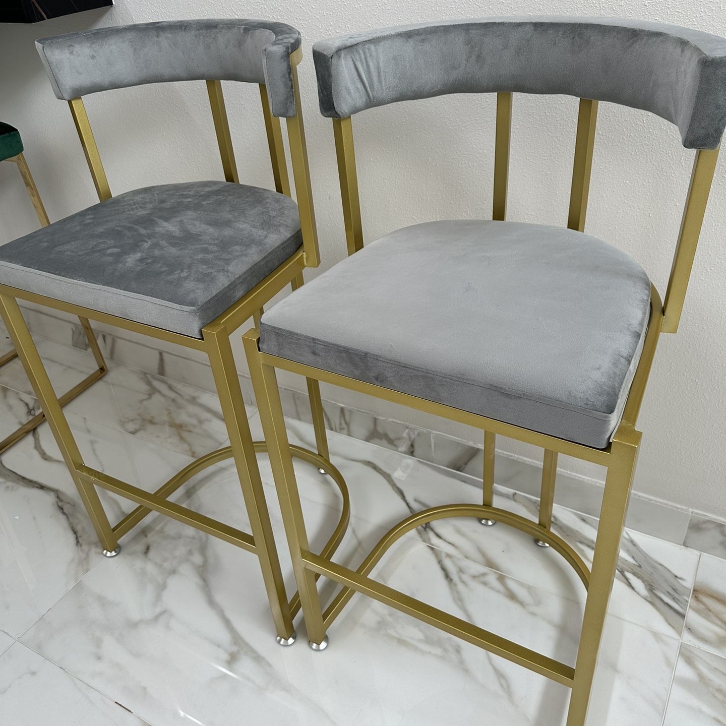 2 Gold Gray New Bar Stools