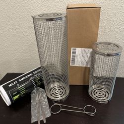 2 Pack Rolling Grilling Basket Stainless Steel for BBQ Grilling, New