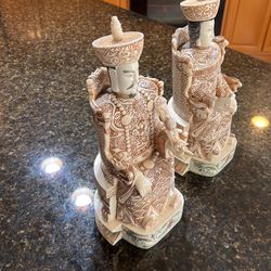 Chinese Pair Of Ox Bone Seated Figurines