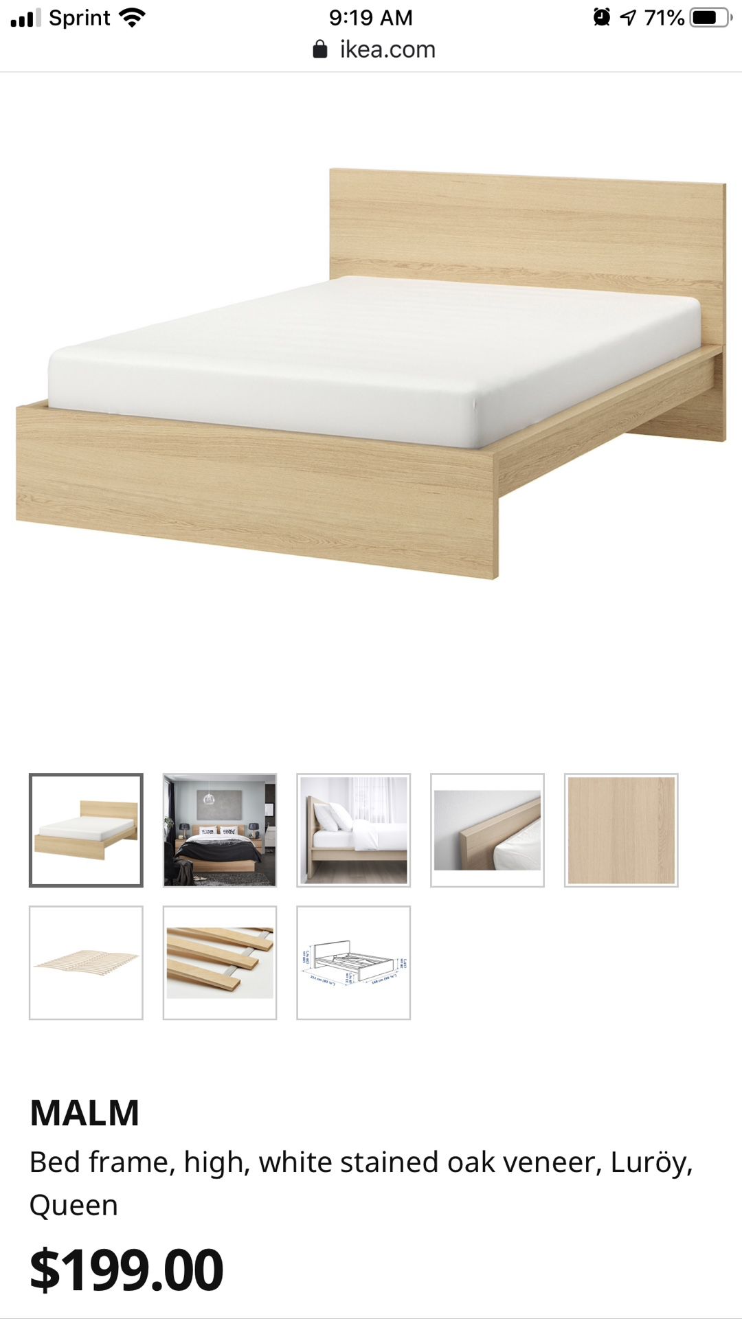Malm IKEA bed frame - Queen