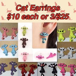 Cat Necklace and Earrings