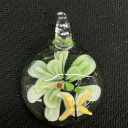 Hand blown Glass Necklace Pendant Flower-Style Art Piece