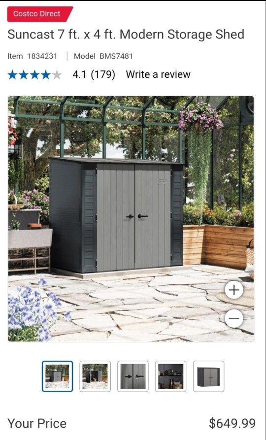 Suncast 7 ft. x 4 ft. Modern Storage Shed $575