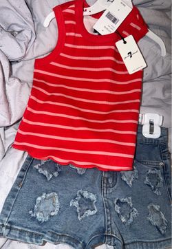 Girls 7 for all mankind Jean shorts and tank top size 6 NWT