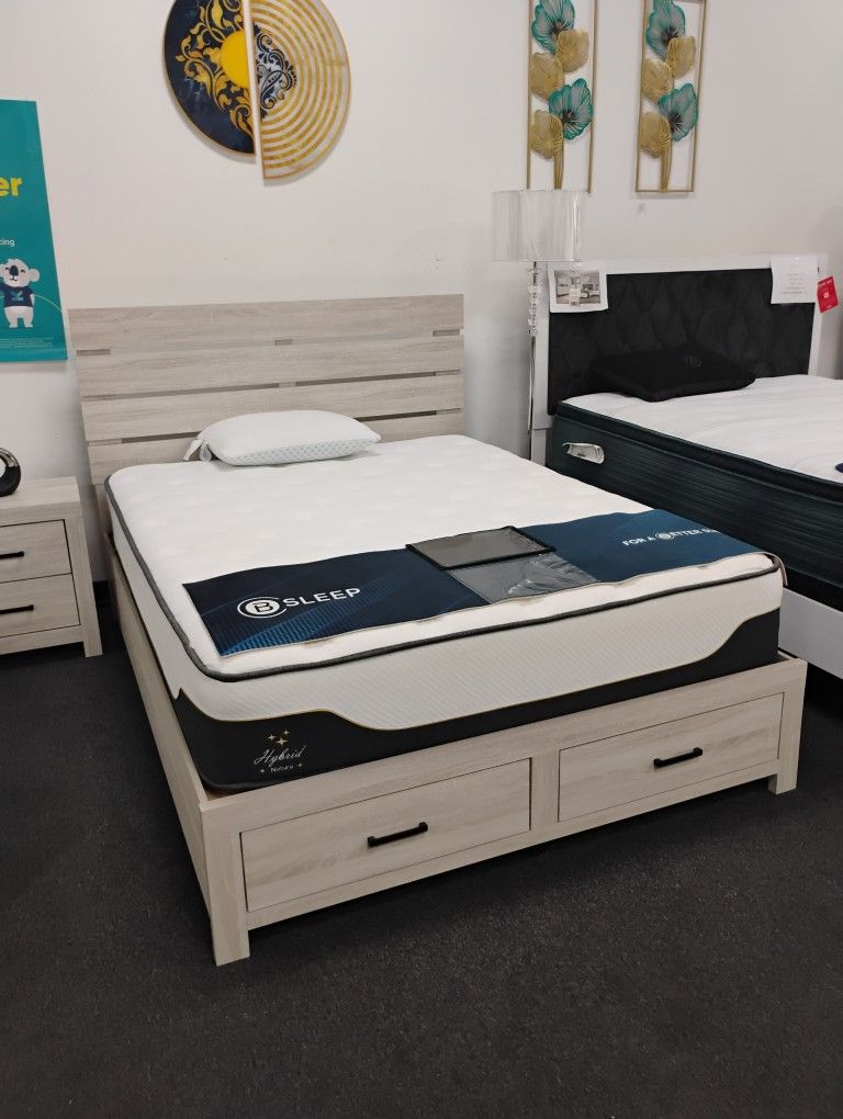 Platform Queen Bed Frame With Drawers Great Condition