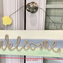 Chesapeake Bay Ltd Colorful Pallet Wood “Welcome” Hanging Sign with Rope & Shell Accents