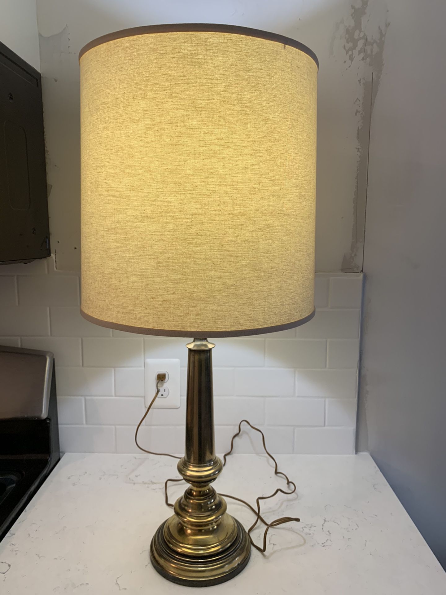 Vintage Brass lamp with drum shade