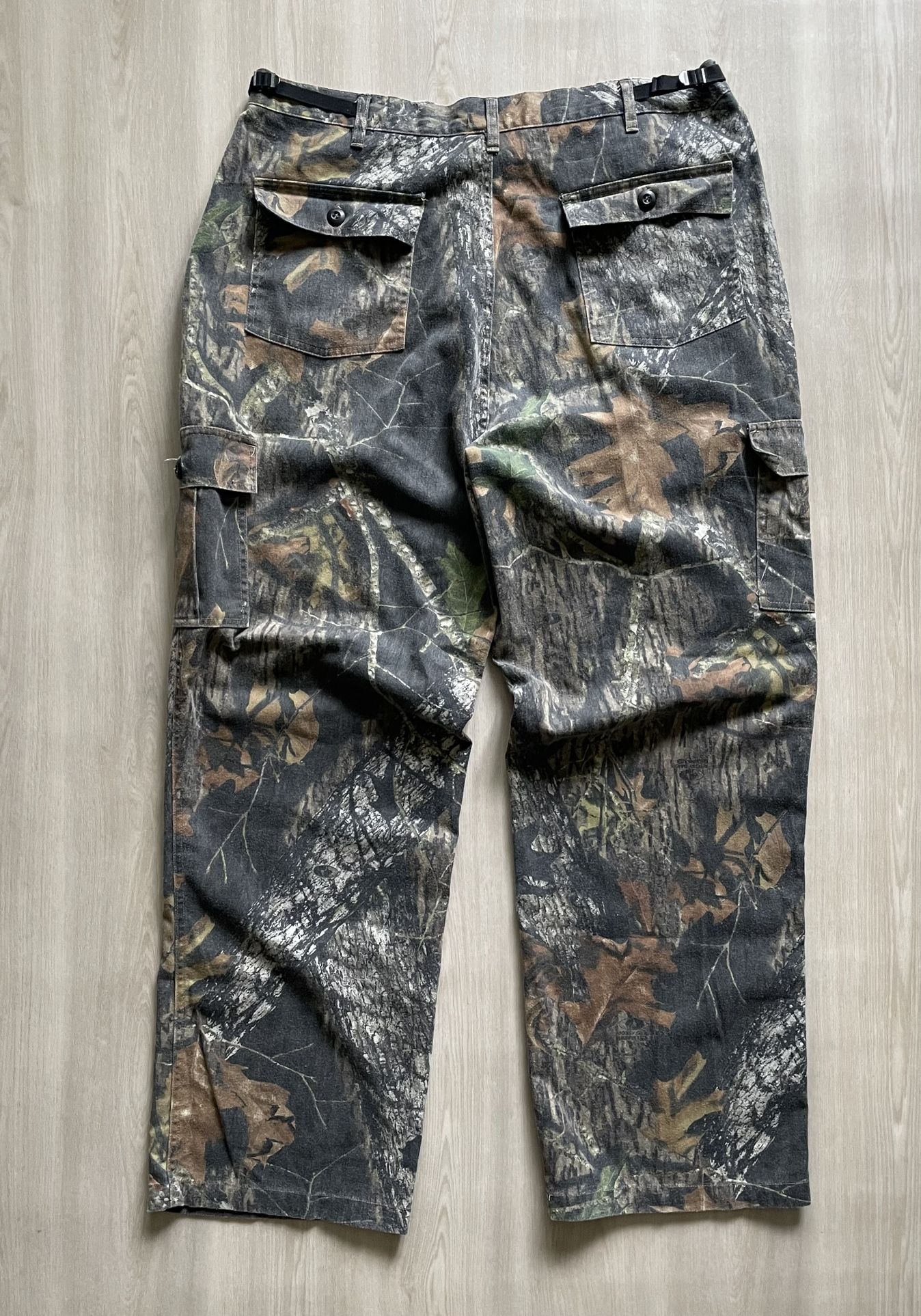 Vintage Field Staff Mossy Oak Pants Break Up Camo Cargo Pockets Wide-Leg Sz XL