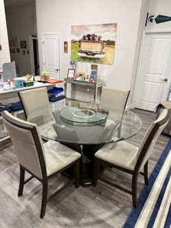 Dining Room Table- 54 inch Glass Top with 4 chairs
