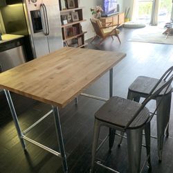 Boos Prep Table Kitchen island With Barstools 