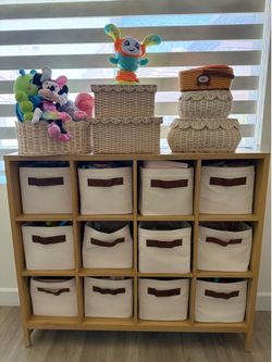 52 inch Natural Oak Wood 12 - Cube Kids Bookcase